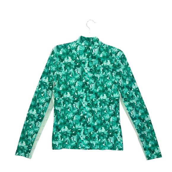 Tommy Bahama Active 1/4 Zip Long Sleeve Top NWT Women's Sz M Green Floral UPF 50 - Picture 2 of 5
